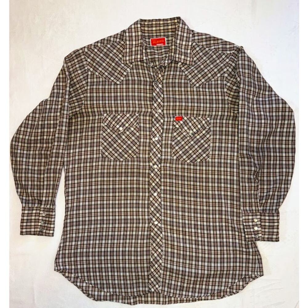 Ely Plains Mens Cattleman Western Long Sleeve Pearl Snap L 16 1/2 - 33 RN 14119